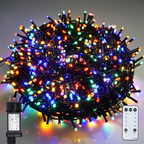 BIUDN 1500LED Bunte Lichterkette Außen Innen,75M Lichterkette Outdoor Bunt Strom mit 8Modi Timer IP44 Dimmer,Bunte Weihnachtsbeleuchtung Geeignet Für Weihnachtsbäume Feste Hochzeiten Dekoration.