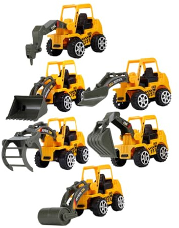 GARIOUANS 6pcs Kids Excavator Toy Set Toddler Construction Vehicle Inertial Push Back Function Engineering Car Models for Boys and Girls Playtime