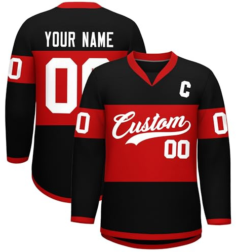 Personalized Hockey Jersey Team Name Long Sleeve Shirt for Men Women Boys