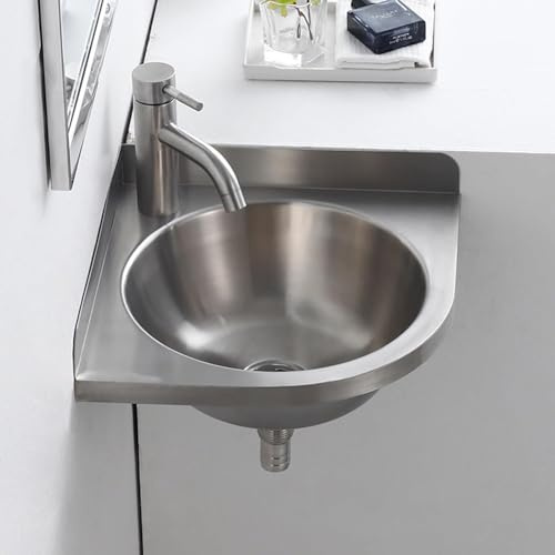 Fregadero esquinero de acero inoxidable con escurridor y grifo, lavabo de mano independiente para cocina, baño y lavandería