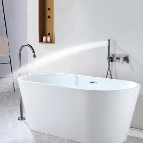 Mischbatterie Badewanne Unterputz Grau Bodenstehender Schwanenhals Freistehende Armatur Badewanne,grau