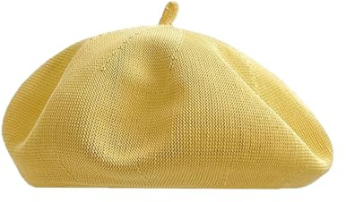 HIQIU Baskermössa för damer sommar tunn - Ultra lätt andningsbar beret keps dammyrkesmålarhatt vår fritidsbeanie keps, GUL, 56-58