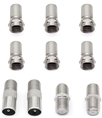 JZK 10X F Plug Connettore, cavo coassiale RG6 per antenna micro twist-on, connettore F, adattatore prolunga coassiale per antenna TV per cavo modem per decoder satellitare TV