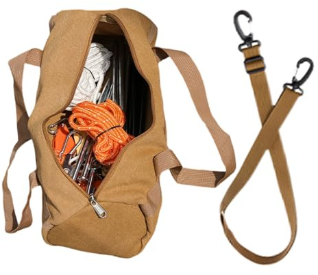 Zuasdvnk Stake Bag - Large Capacity Canvas Stake Pouch - Tent Peg Bag with Handle Strap - for Outdoor Hiking Camping Storage