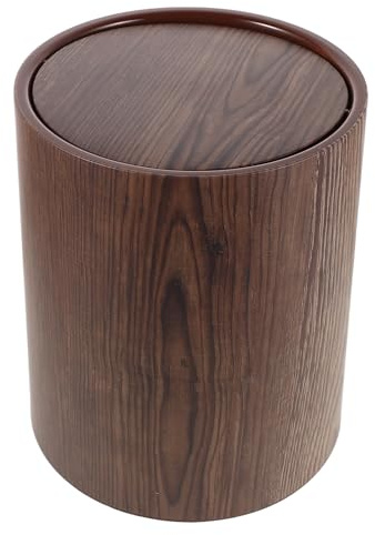 EPIGEIST Cestino Rifiuti Grande Capacità in Plastica PP Effetto Legno Retrò con Coperchio Ribalta Salvaspazio per Cucina Ufficio Bagno e Camera da Letto