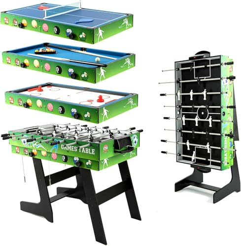HLC Table multijeux 4 en 1, intégrant BabyFoot, Billard, ping-Pong et air Hockey,Idéal pour Les Adultes et Les Enfants, il constitue Le Cadeau Parfait