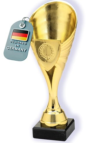 Larius Coupe (24,5 cm, 260 g) – Trophée élégant et universel avec socle en marbre – Personnalisable – Idéal pour le sport, l'école, les compétitions et récompenses – B1 (sans texte souhaité, or, XL)