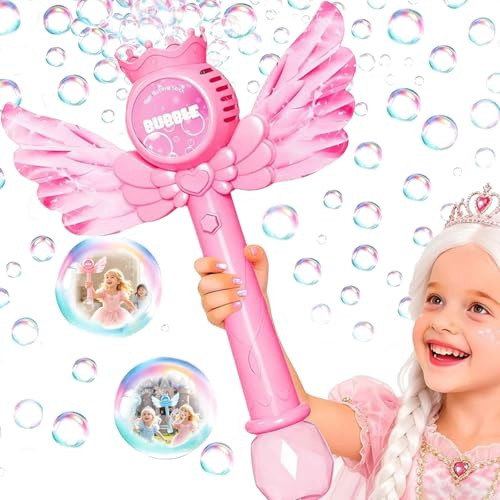 Efymosce Seifenblasenstab, Elektronische Seifenblasenmaschine, Elektrisch Seifenblasenspielzeug mit Seifenblasenlösung/Akku, Bubble Machine Maker 10000+ Blasen Geschenk/Geburtstag/Party/Hochzeit