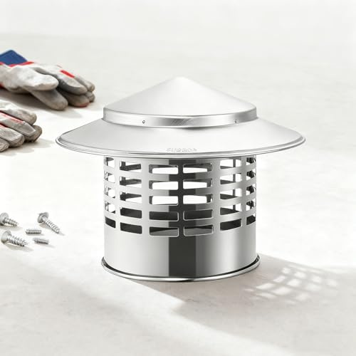 Comignolo rotondo 4,4 6,3 7,9, Comignolo superiore a cono con schermo | Comignolo in acciaio inossidabile 304 con schermo a maglia fine, vestibilità regolabile(3.0)