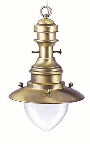 Licht-Erlebnisse Extravagante Pendelleuchte Messing Glas verstellbar Ø32cm IP43 Maritime Außenlampe Balkon Terrasse