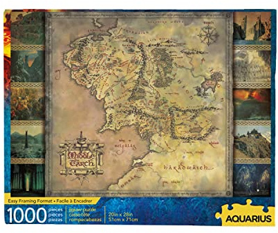 AQUARIUS 65370 Lord of The Rings Map 1000 Piece Jigsaw Puzzle, Multi-Colored, One Size