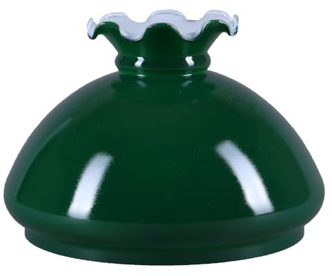 Petroleumglas rund Ø 189mm Lampenglas Grün Ersatzglas Rüschenrand Leuchteglas Glasschirm