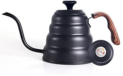 1.2 l Drip Casting Over Black Coffee Kettle Cold Brew Coffee Maker Stainless Steel Long Slanted gooseneck Percolator Coffee Pot-1.2L Wood Black Ther_CN