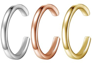 Glanzstücke München Damen Ohrklemme 925/- Sterling Silber rhodiniert/gelbvergoldet 14 Karat/rosévergoldet 3 Stück Silberohrklemmen