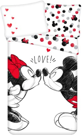 Disney Minnie Maus in Love Partner Bettwäsche Kopfkissen Bettdecke Micky für 135/140x200