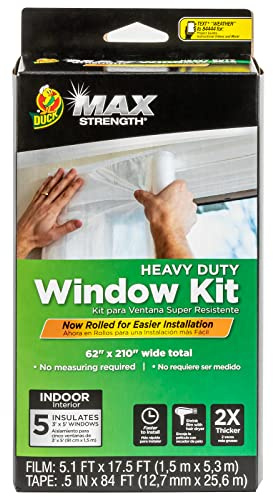 Duck Brand 287455 Max Strength Kit d'isolation pour fenêtre, 5, Transparent