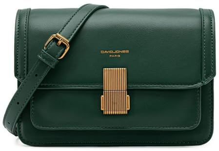 David Jones - Damen Kleine Umhängetasche - Elegante Handtasche PU Leder Frau - Crossbody Bag Schultertasche - Tasche mit Klappe Stilvoll Abendtasche Mode Alltag Clutch Schick Party Reise - Grün