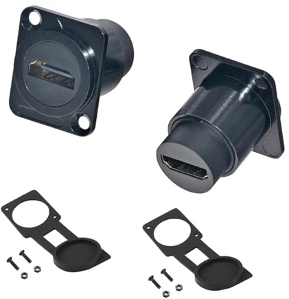 Set med 2 infällbara HDMI 2.0-uttag, typ D, rak honkontakt, HD-panelmonteringsadapter