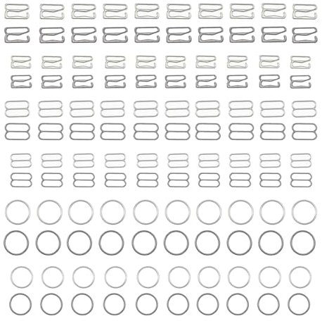 mkemka 120pcs Bra Strap Hooks Bra Strap Slider Replacement Kit, Metal Bathing Suit Clips Clasp Adjustment Slider for Bra Nightgowns Slip Dress Swimsuit