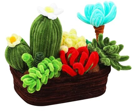 Kit de bricolage floral pour - Matériaux en pot de cactus - Nettoyant pour pipes en chenille floue - Décorations de Noël créatives faites à la main - Décoration de voiture pour et