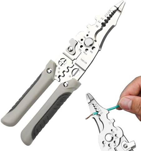Pince Multifonctionnelle Acier Inoxydable, Professional Dénuder, Pince Électricien 3 en 1