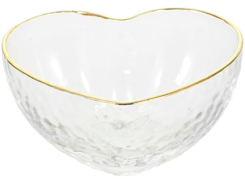 Operitacx Crystal Heart Shaped Glass Bowl, Elegant Dessert Bowl with Golden Trimming for Fruit Salad and Snacks