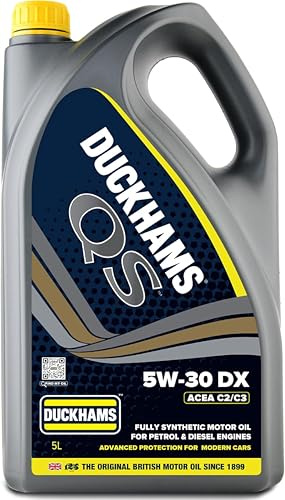Duckhams QS 5W-30 DX Fully Synthetic Engine Oil 5 Litres, ACEA C2/C3, dexos2, Mid SAPS Motor Oil for Petrol & Diesel Vehicles, VW, MB, Opel, KIA & More To Enhance Engine Protection & Performance