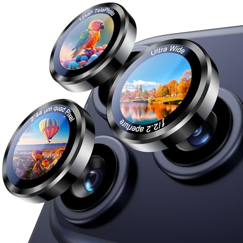 UniqueMe Camera Lens Protector for iPhone 17 Pro Max - 1 Pack Black | Compatible with iPhone 17/16/15/14 (Pro Max & Pro), Anti-Scratch, Tempered Glass, Metal Ring, Easy Installation