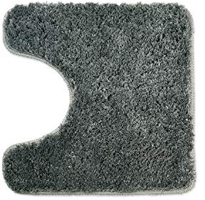 WohnDirect Tapis WC Contour 45 x 45 cm, antidérapant, Absorbant, Lavable, Microfibre Douce, Compatible Chauffage au Sol, découpe en U pour Toilettes, Coloris Gris