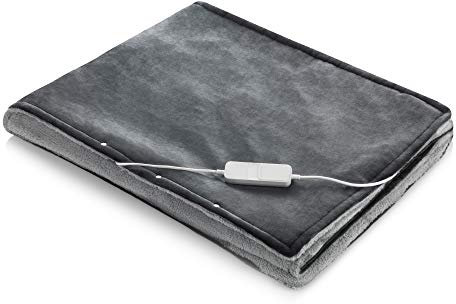 medisana HB 677 3in1 Kuschelheizdecke, Poncho, Überwurf, variable Einsatzmöglichkeiten, waschbar, Abschaltautomatik, 4 Temperaturstufen, 160 x 130 cm, 2-farbige Wendeoptik, grau/dunkelgrau