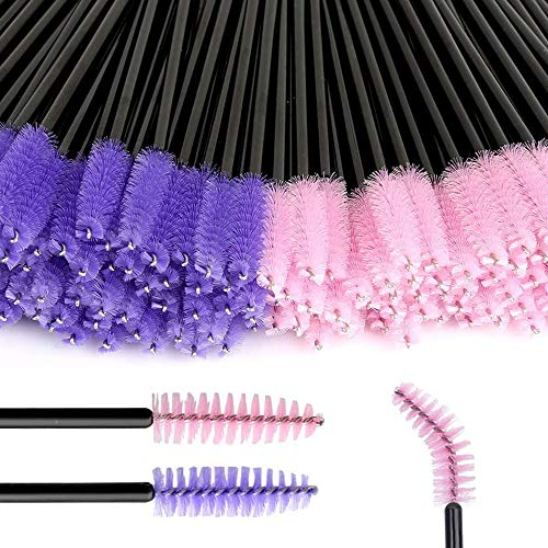 200 Pezzi Scovolini Mascara Applicatore Mascara Monouso, Regolabile Applicatore per Ciglia Cosmetico, Pennello Mascara Spazzola Ciglia per Sopracciglia per Extension Ciglia (Rosa + Viola)