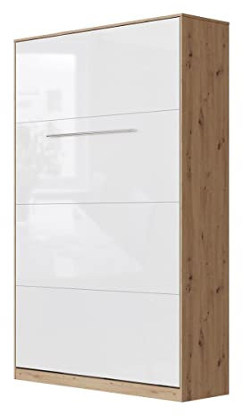 SMARTBett Schrankbett Standard 90x200 120x200 140x200 160x200 Bettschrank Wandbett Wildeiche/Weiss Hochglanz 120 Vertikal