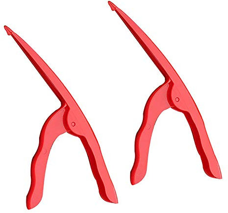 Peeling Shrimp Tool, Professional Plastic Prawn Shell Peel Gadget, Seafood Sheller, Quickly Remove, Reusable Kitchen Tool, Red, 20cmx8cm, Pack of 2