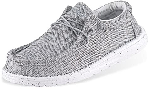 ASITVO Men's Wide Loafers & Slip-ons Casual Slip on Walking Shoes Width Toe Box Size 12 Breathable Lightweight Non Slip Elderly Diabetic Boat Shoes Grey 46