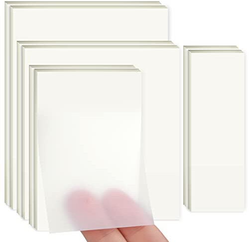 400 Blätter Transparente Haftnotizen, Transparent Sticky Notes, Wasserfest Clear Sticky Notes, Wiederbeschreibbar Durchsichtige Klebezettel für Schulsachen, Schule, Büro, Hause - Vier Größen
