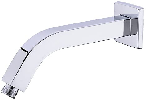 Duscharm 20,3 cm abgewinkelter Duscharm mit Flansch, quadratische Wandmontage für festen Duschkopf Ersatz Edelstahl, gebürstetes Chrom
