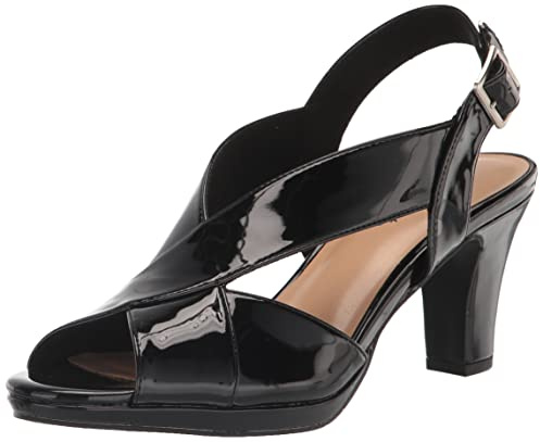 Easy Street Women's Christy Stiletto Heeled Sandals, Black Patent, 9 Wide