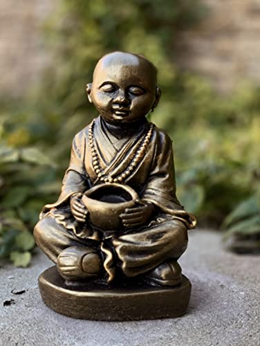 OLOMA Escultura de Buda de piedra Zen meditando Buda sentado con maceta Figura de Buda al aire libre Estatua Shiva Decoración espiritual regalo Zen jardín Buda estatua hormigón Buda escultura hecha a