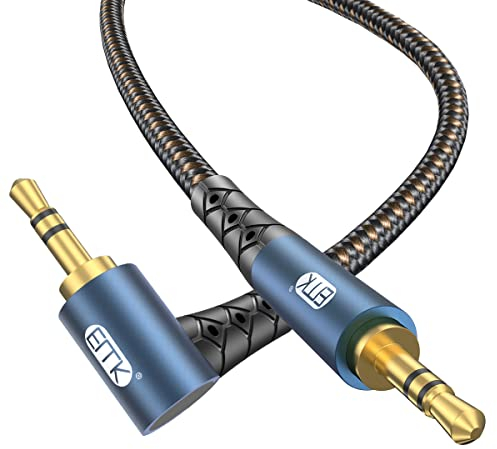 EMK Rechteckiges 3,5 mm Klinkenkabel, Jack 3,5mm Stereo Audiokabel, Jack zu 90 Grad Aux Kabel, Winkelstecker AUX Kabel für Handy, Auto, Echo Lautsprecher, Soundbar, Headset (1m, Right Angle)