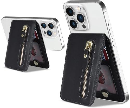 ELTEKER Magnetischer Handy Kartenhalter kompatibel mit MagSafe Wallet mit verstellbarem Stand,Handy Kartenetui MagSafe Wallet für iPhone 15/14/13/12 Series, Schwarz