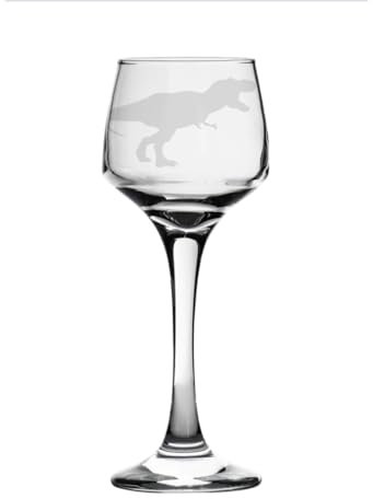 T-Rex Engraved Sherry Glass, Dinosaur Gift for Women, Gift for Men