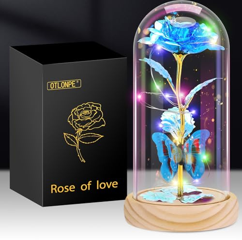 Otlonpe Geschenke für Frauen, Ewige Glas Rose Personalisierte Geburtstagsgeschenk für Frauen Freundin Mama Oma Frau Valentinstag Weihnachts Muttertags