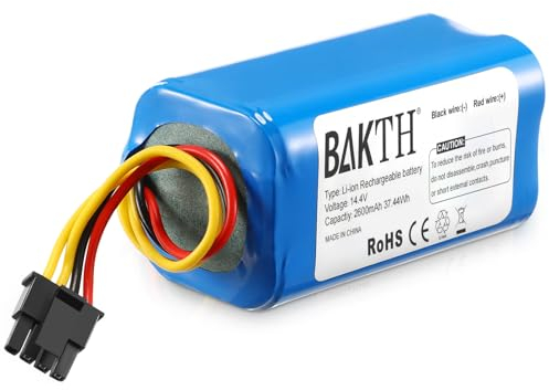 BAKTH 14.4V 2600mAh Batería de Repuesto Compatible con Aspiradora Conga 1290, 1390, 1490, 1590, Li-Ion Batería para Cecotec Conga 1290