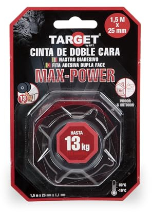 TARGET - Doppelseitiges Klebeband - EXTRA POWER - Wasserdichtes Montageband | Zum Aufhängen von Gegenständen ohne Bohren | Für dauerhafte Anwendungen im Innen- und Außenbereich (Max Power)
