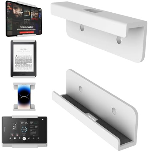 sciuU Soporte de Pared Universal para Tablets/Teléfono/Lector Electrónico/Control Remoto, Compatible con iPad, iPhone, Samsung, Surface, Xiaomi, Lenovo, instalación con Cinta Adhesiva o Tornillo