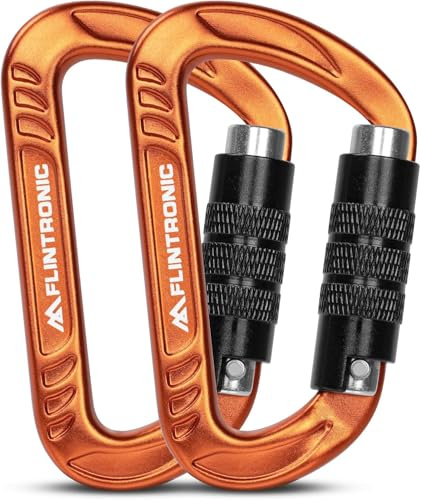 Flintronic 12KN Moschettoni con Chiusura, Moschettone in Alluminio,Moschettoni con Ghiera da Arrampicata