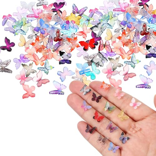 60 Stück Mikroharz Schmetterlinge Sortiert Bunte Kleine Schmetterlinge Deko Kleine Basteln Schmetterling Puppenhaus Miniatur Schmetterlinge Sortiert Bunte Kleine Schmetterlinge Deko