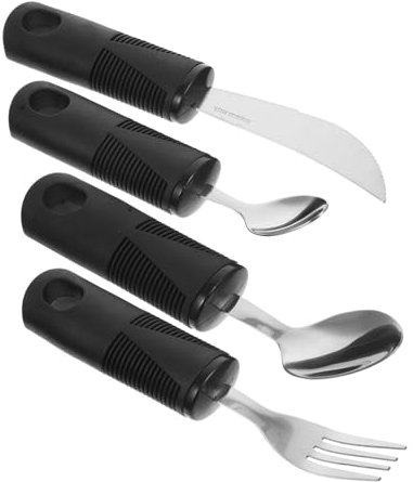 minkissy 1 Satz Anti-shake-geschirr Reisebesteck -utensilien Gewichtetes Silberbesteck Adaptive Utensilien Auslaufsichere Becher Für Erwachsene Gabeln Besteck Black