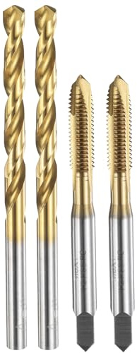QUARKZMAN Gewindebohrer und Bohrer Set, M6 x 1 Metrische Spiralpunktgewindebohrer & 5,0 mm Spiralbohrer, Titanbeschichteter HSS-6542 Gewindeschneidwerkzeugsatz, 2 Stück