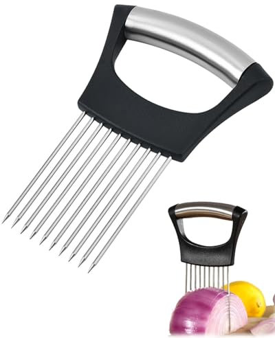 TPZORJX Soporte de Cebolla, Cortador de Cebolla, Verduras y Frutas, Acero Inoxidable, Negro